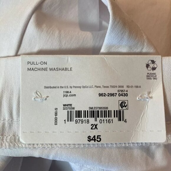 Liz Claiborne Size 2X White Bermuda Short Mid Rise Elastic Waist NEW With Tag - Picture 5 of 6